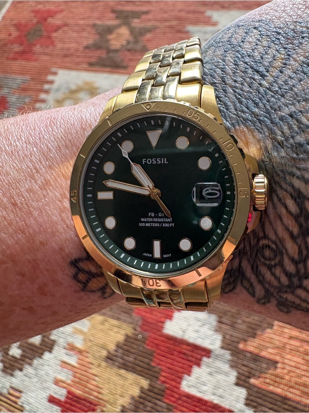 Women’s Fossil Gold-Tone Bracelet Watch with Green Dial